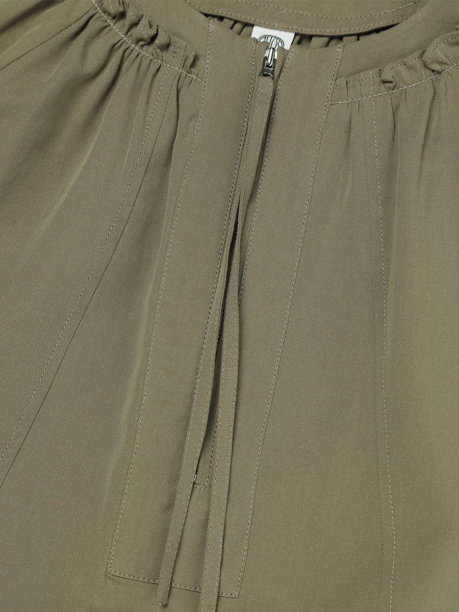 SHIRRING NECK ZIPPER BLOUSE_KHAKI BEIGE | ETHOS | HANA(ハナ) #4