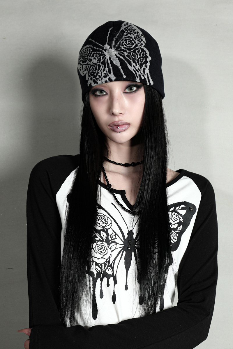 ローズバタフライビーニー #ブラック | Darling You Are Bad | HANA(ハナ) #5