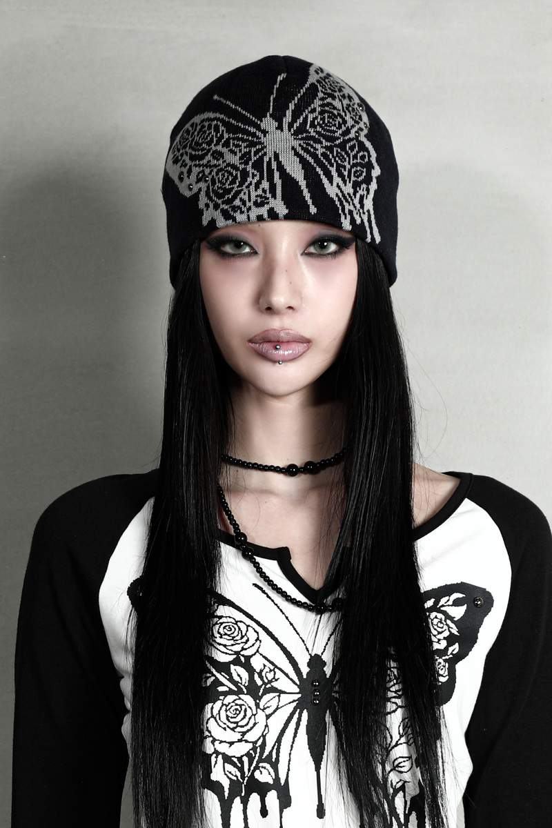 ローズバタフライビーニー #ブラック | Darling You Are Bad | HANA(ハナ) #7