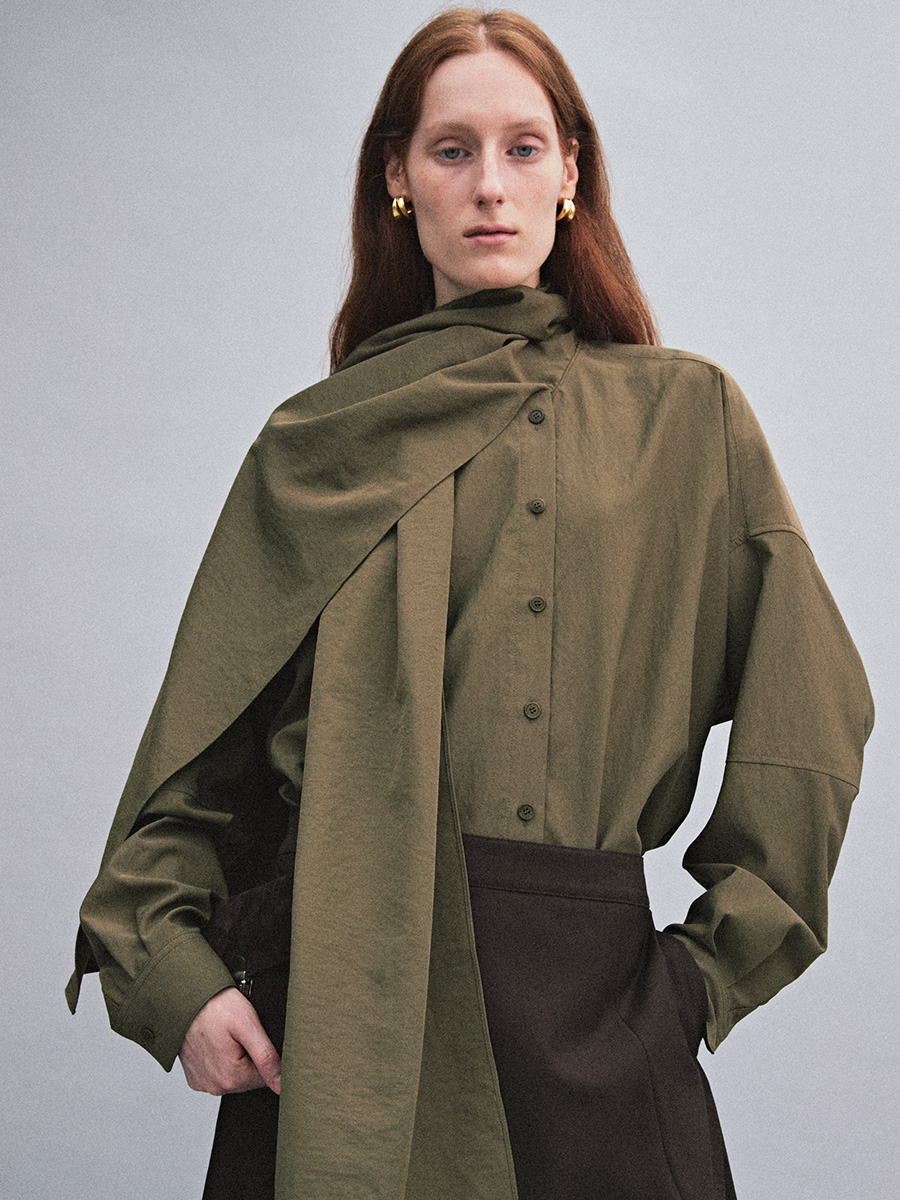 SCARF COLLAR BLOUSE_KHAKI | ETHOS | HANA(ハナ) #12