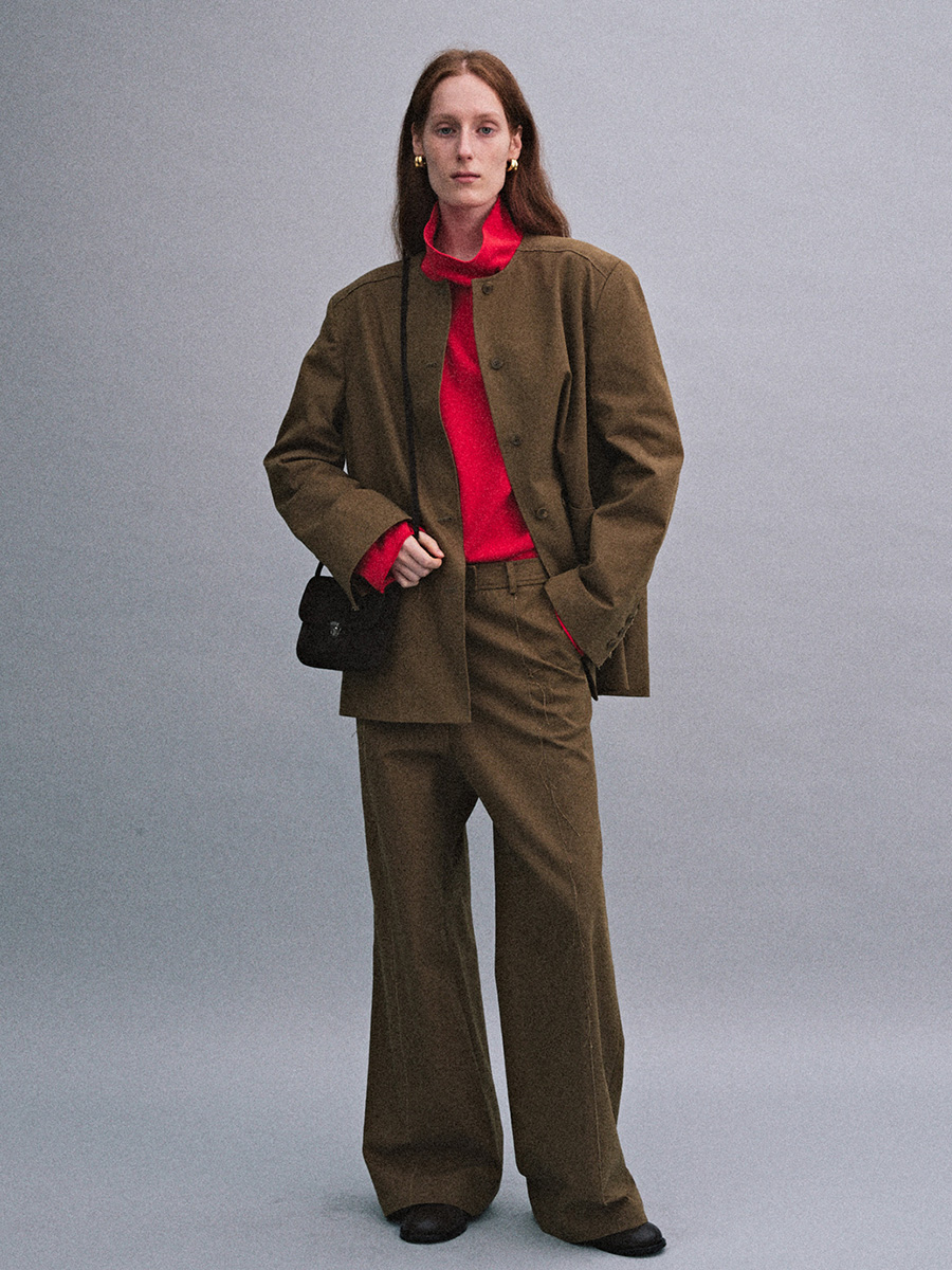 CUT OUT LINE PANTS_KHAKI BROWN | ETHOS | HANA(ハナ) #3