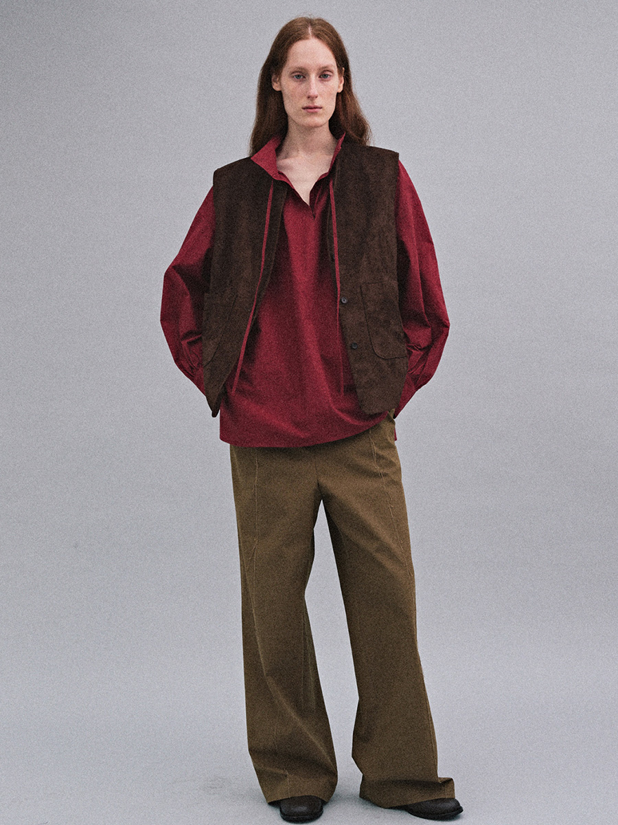 CUT OUT LINE PANTS_KHAKI BROWN | ETHOS | HANA(ハナ) #4