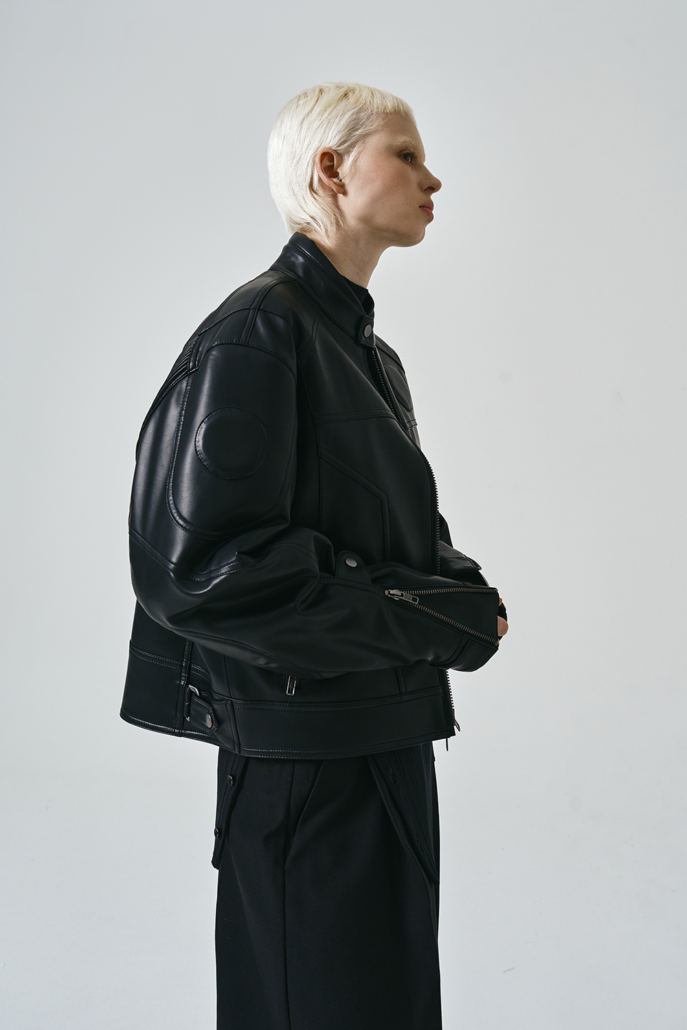 オーバーサイズマルチパネルバイカージャケット（ブラック） | noirer for women | HANA(ハナ) #5