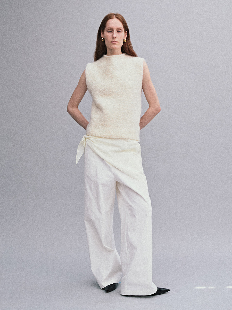 CUT OUT LINE PANTS_WHITE | ETHOS | HANA(ハナ) #4