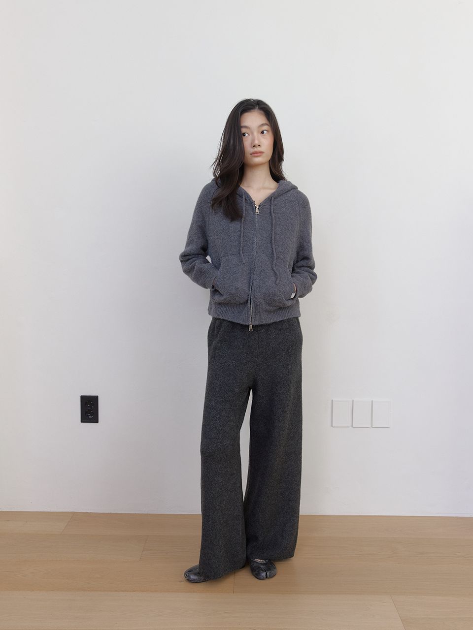 AS BASIC ニットワイドパンツ (ダークグレー) | ASURA | HANA(ハナ) #3