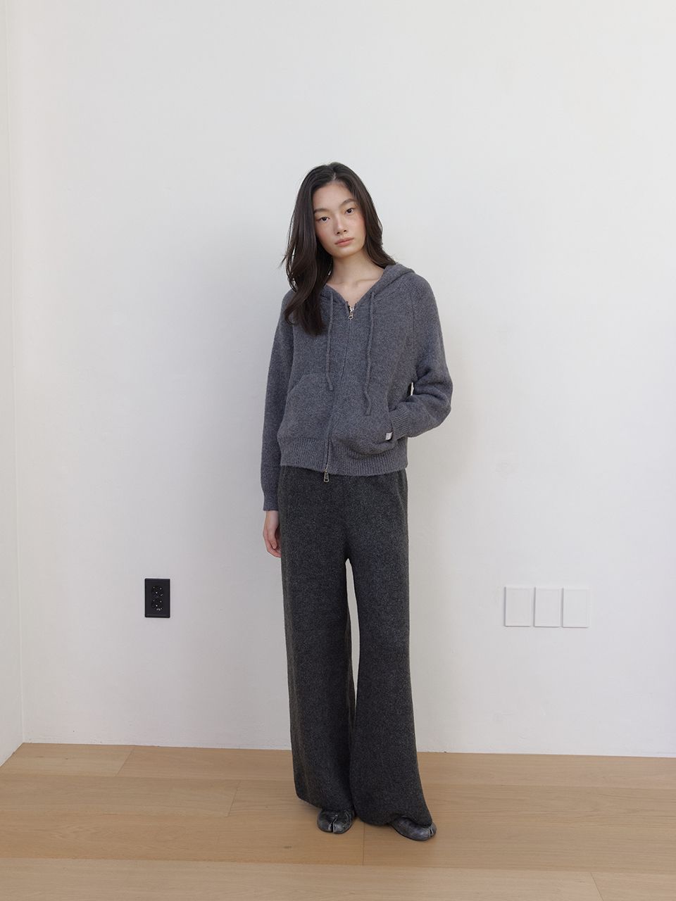 AS BASIC ニットワイドパンツ (ダークグレー) | ASURA | HANA(ハナ) #4