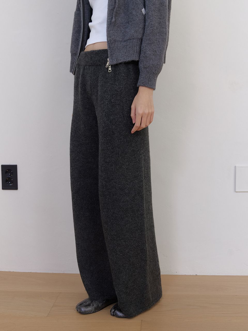 AS BASIC ニットワイドパンツ (ダークグレー) | ASURA | HANA(ハナ) #8