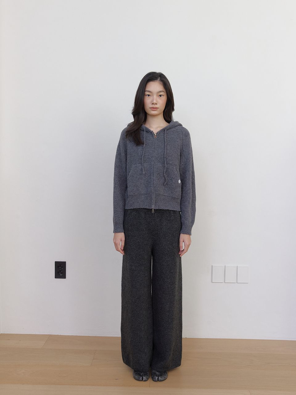 AS BASIC ニットワイドパンツ (ダークグレー) | ASURA | HANA(ハナ) #9