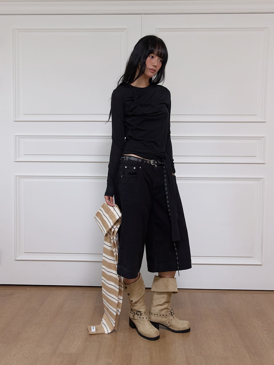 ツイストシアータイドトップ - ブラック | MEENDERI | HANA(ハナ) #5