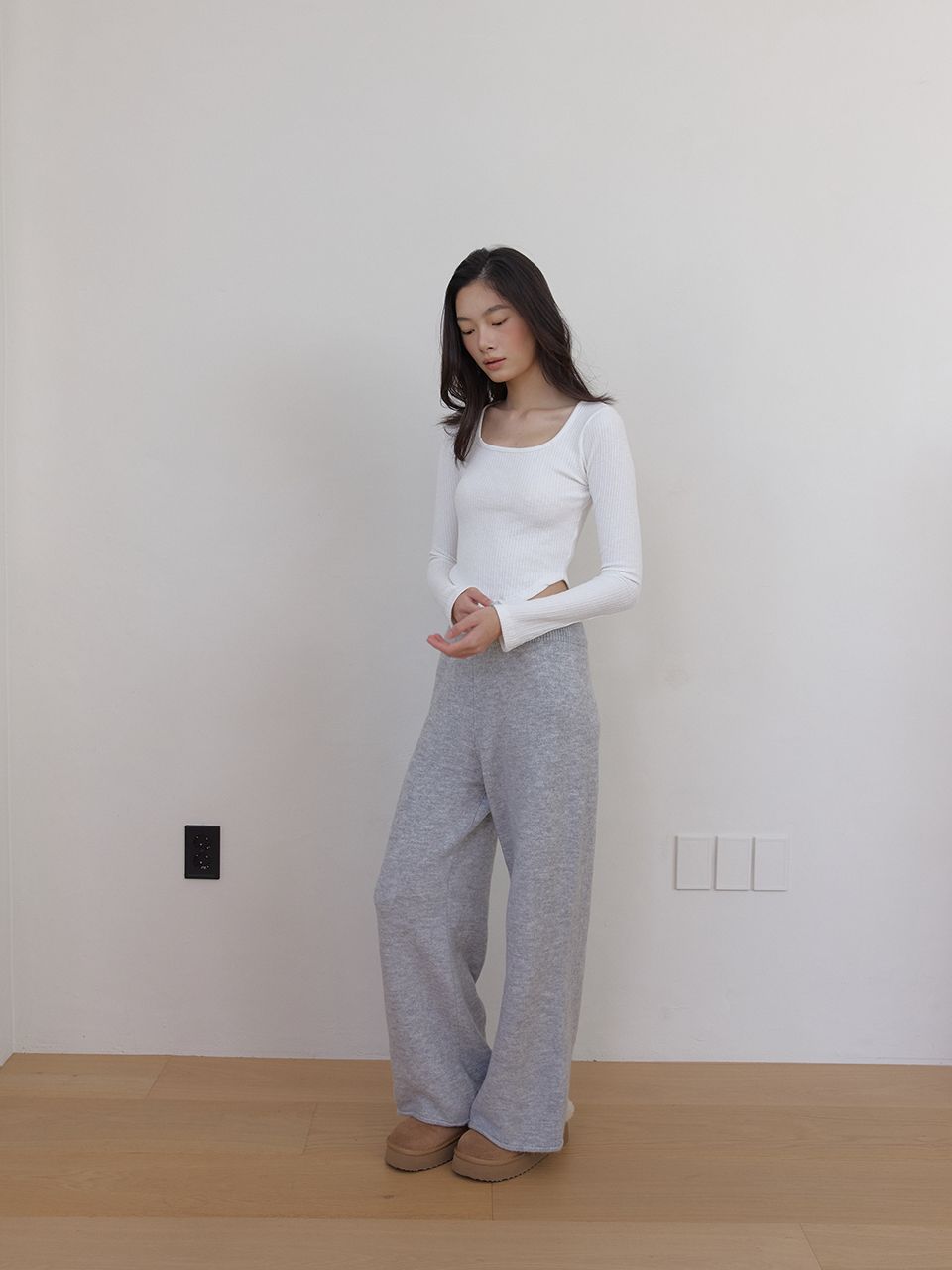 AS BASIC ニットワイドパンツ (グレー) | ASURA | HANA(ハナ) #2