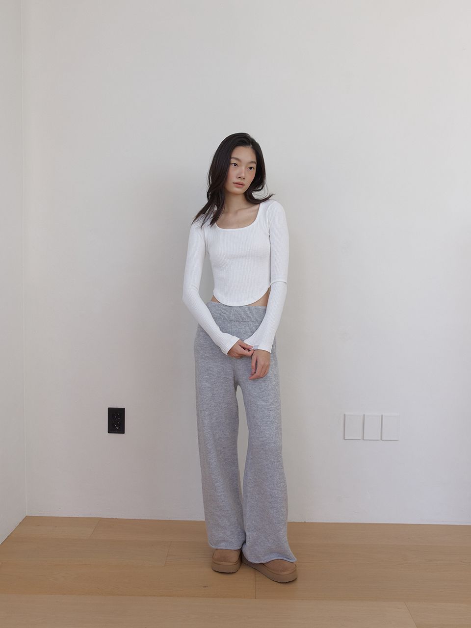 AS BASIC ニットワイドパンツ (グレー) | ASURA | HANA(ハナ) #5