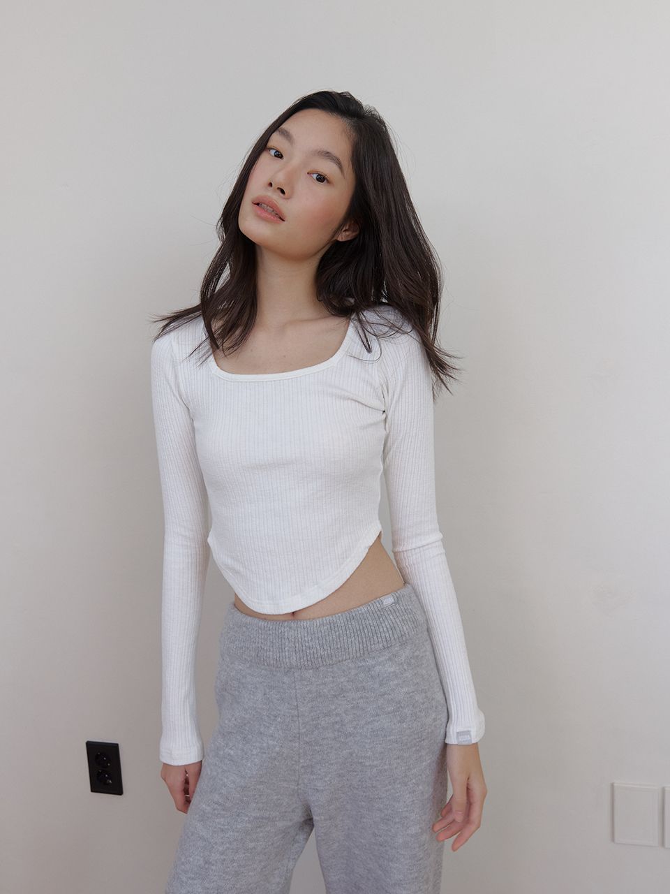 AS BASIC ニットワイドパンツ (グレー) | ASURA | HANA(ハナ) #7