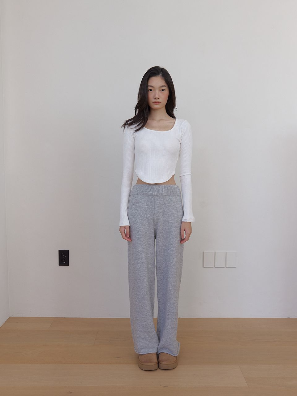 AS BASIC ニットワイドパンツ (グレー) | ASURA | HANA(ハナ) #10
