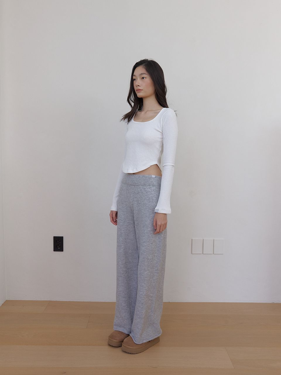 AS BASIC ニットワイドパンツ (グレー) | ASURA | HANA(ハナ) #11