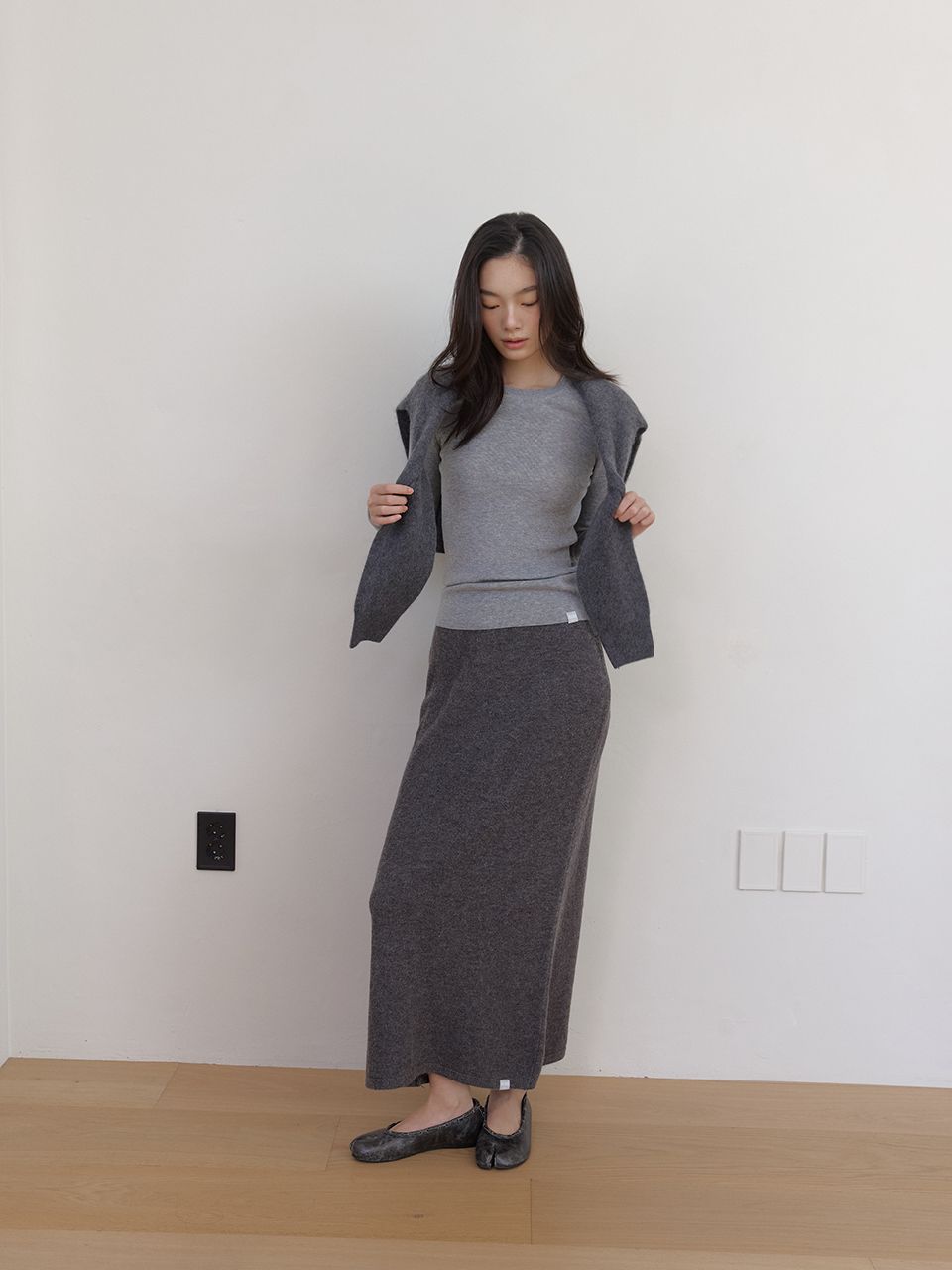 AS BASICニットミディスカート (グレー) | ASURA | HANA(ハナ) #2