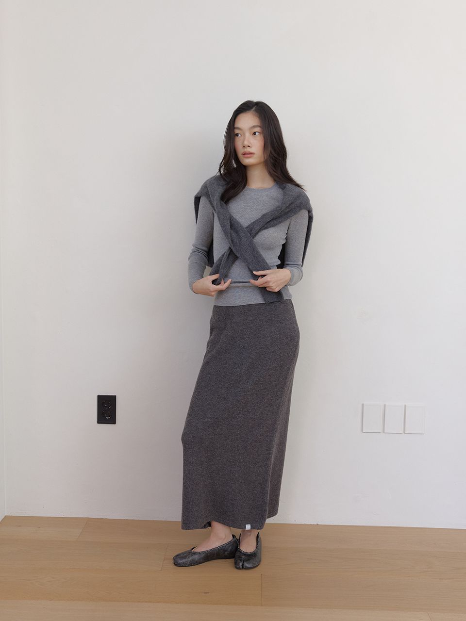 AS BASICニットミディスカート (グレー) | ASURA | HANA(ハナ) #3
