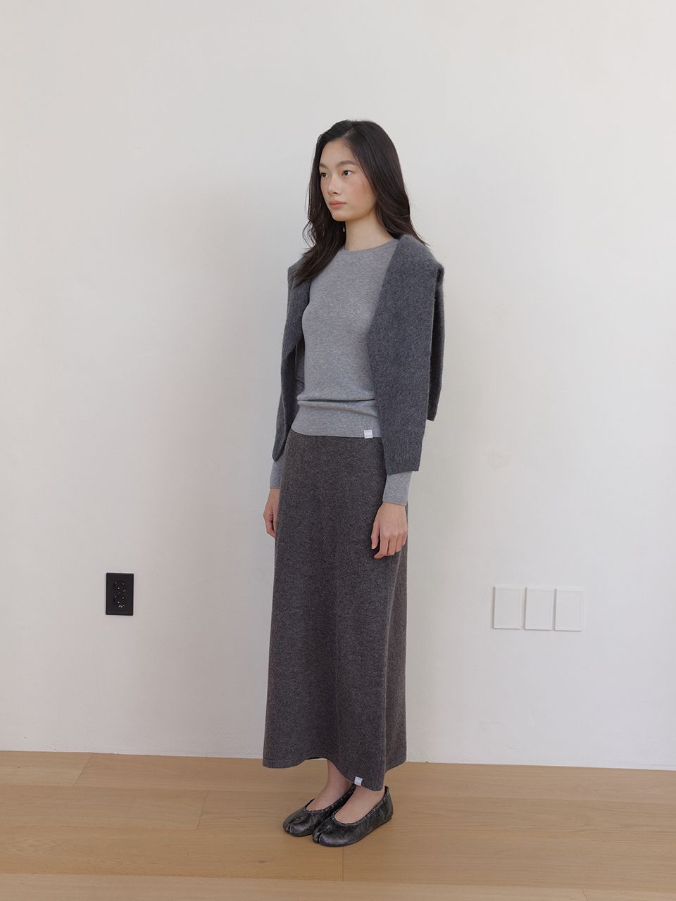 AS BASICニットミディスカート (グレー) | ASURA | HANA(ハナ) #12