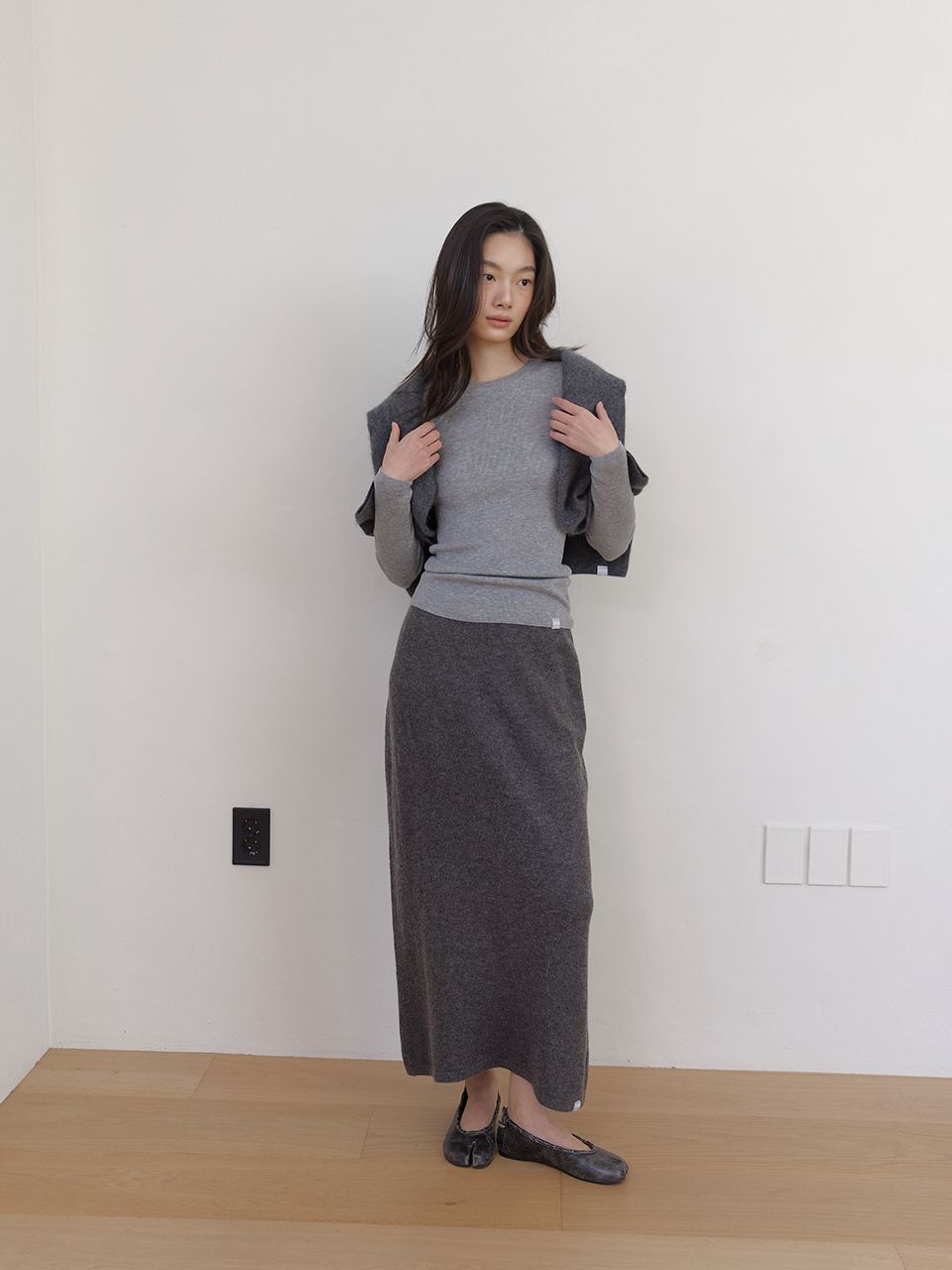 AS BASICニットミディスカート (グレー) | ASURA | HANA(ハナ) #4