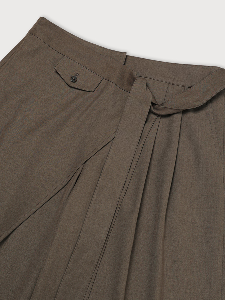 STRAP FLARE WIDE PANTS_ASH KHAKI | ETHOS | HANA(ハナ) #6