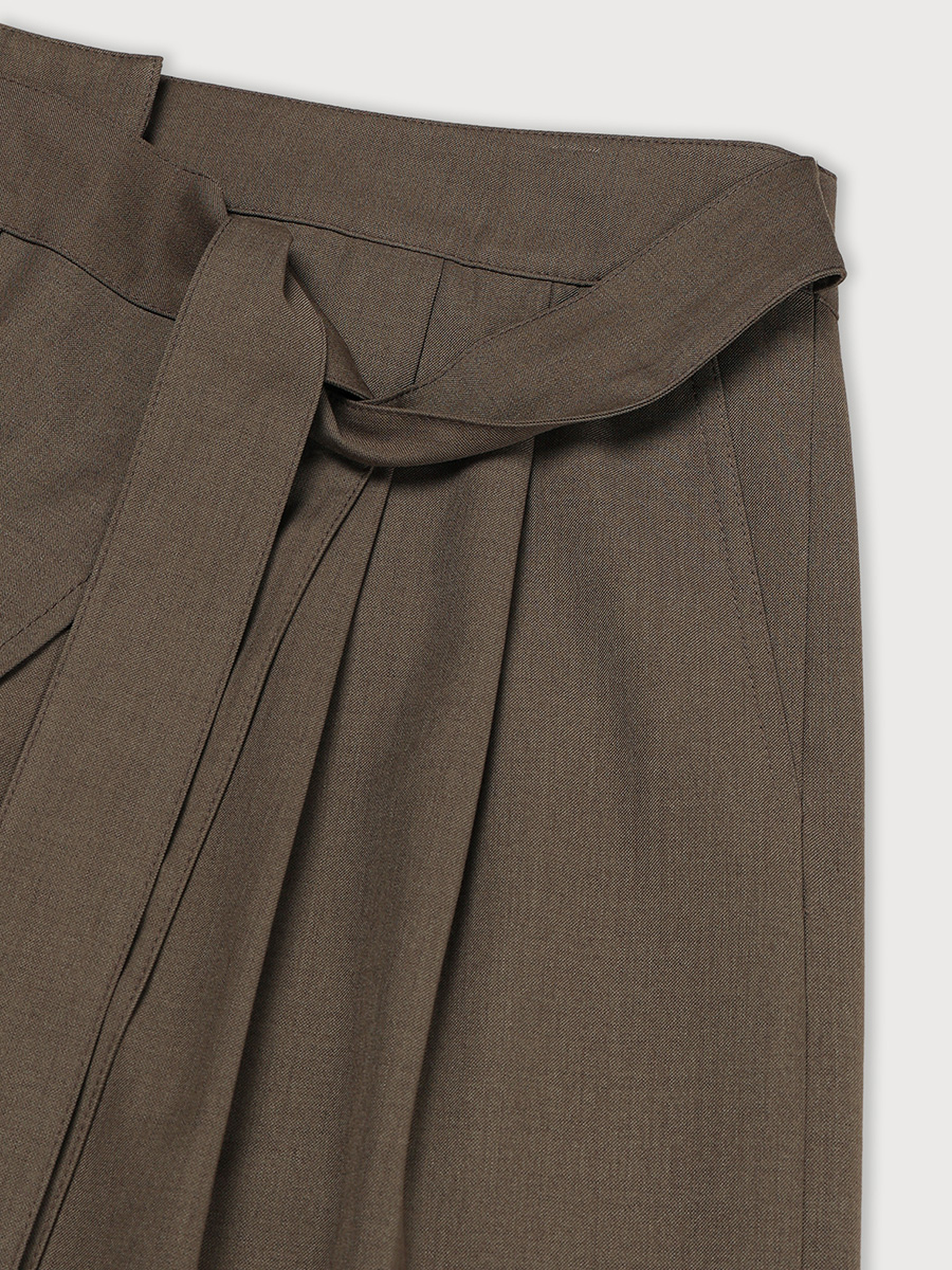 STRAP FLARE WIDE PANTS_ASH KHAKI | ETHOS | HANA(ハナ) #7