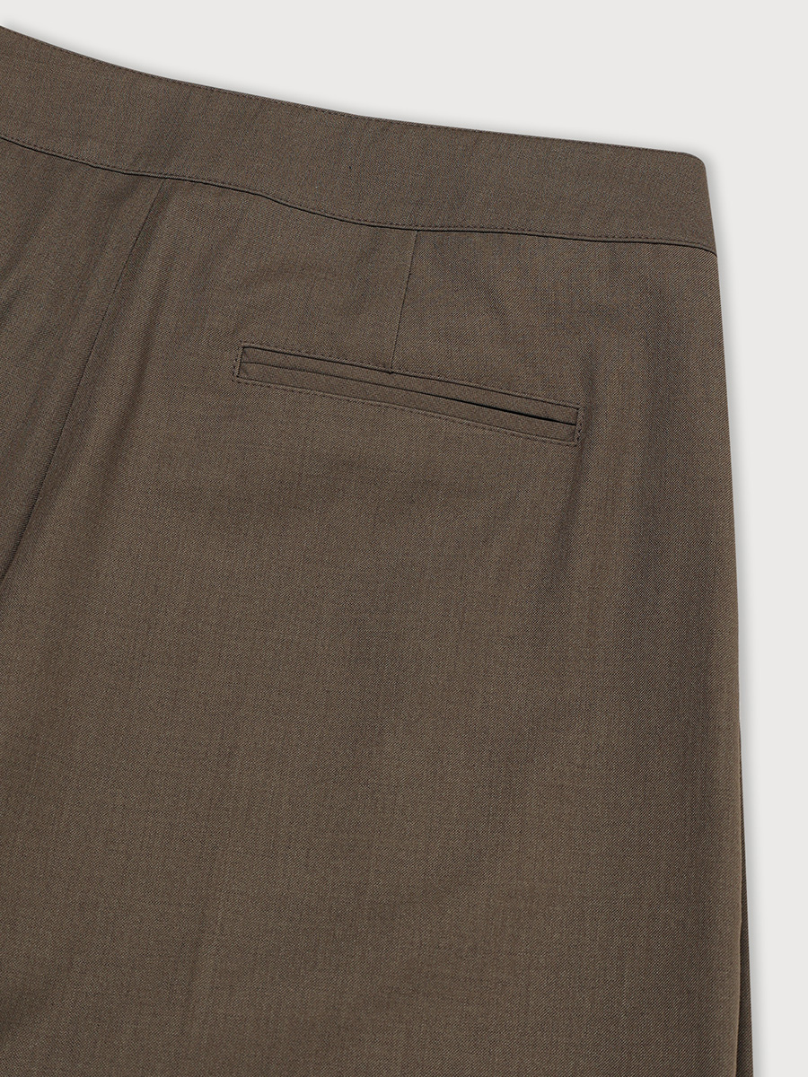 STRAP FLARE WIDE PANTS_ASH KHAKI | ETHOS | HANA(ハナ) #9