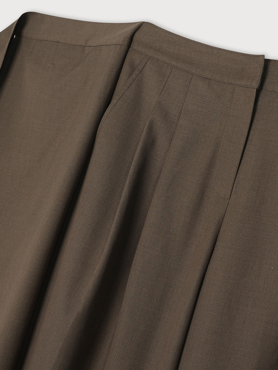 STRAP FLARE WIDE PANTS_ASH KHAKI | ETHOS | HANA(ハナ) #10