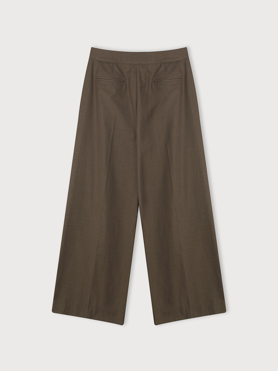 STRAP FLARE WIDE PANTS_ASH KHAKI | ETHOS | HANA(ハナ) #2