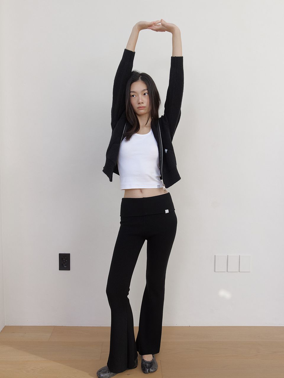 AS BASIC ニットフードジップアップ (ブラック) | ASURA | HANA(ハナ) #3