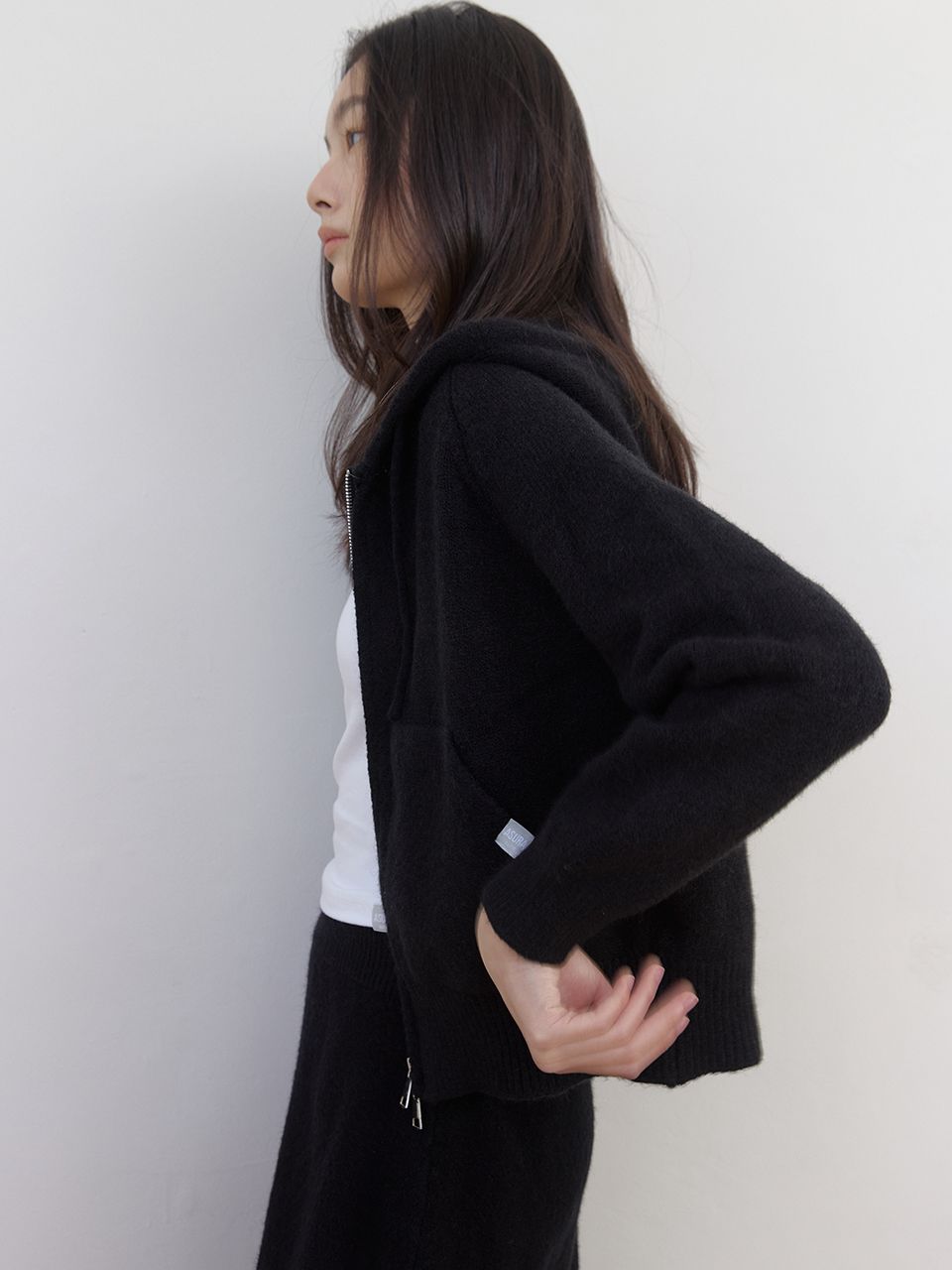 AS BASIC ニットフードジップアップ (ブラック) | ASURA | HANA(ハナ) #7