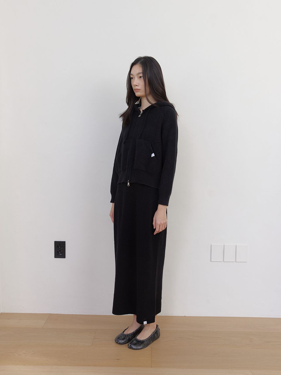 AS BASIC ニットフードジップアップ (ブラック) | ASURA | HANA(ハナ) #10
