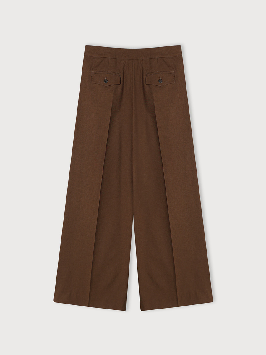 STRAP FLARE WIDE PANTS_BROWN | ETHOS | HANA(ハナ) #2
