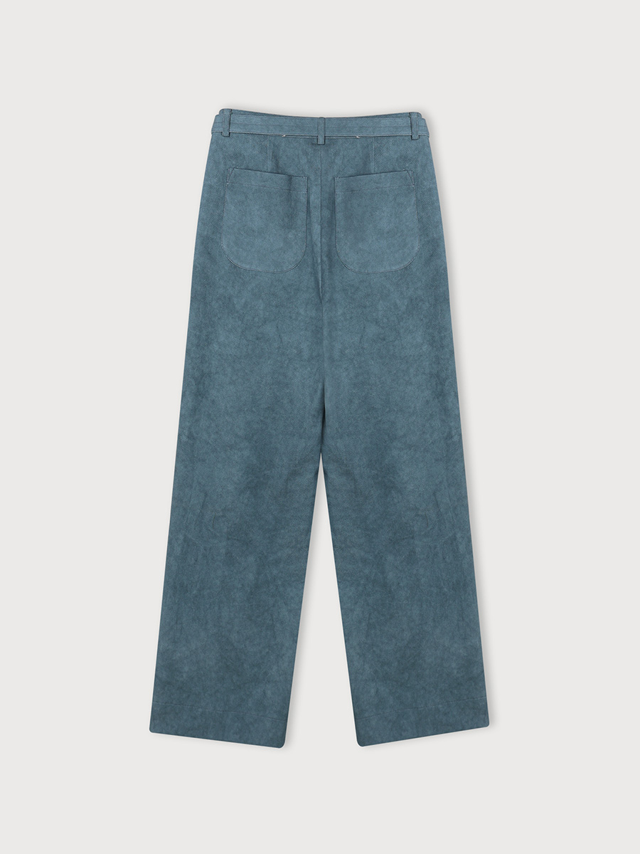 COTTON BELTED PANTS_WASHED BLUE | ETHOS | HANA(ハナ) #2