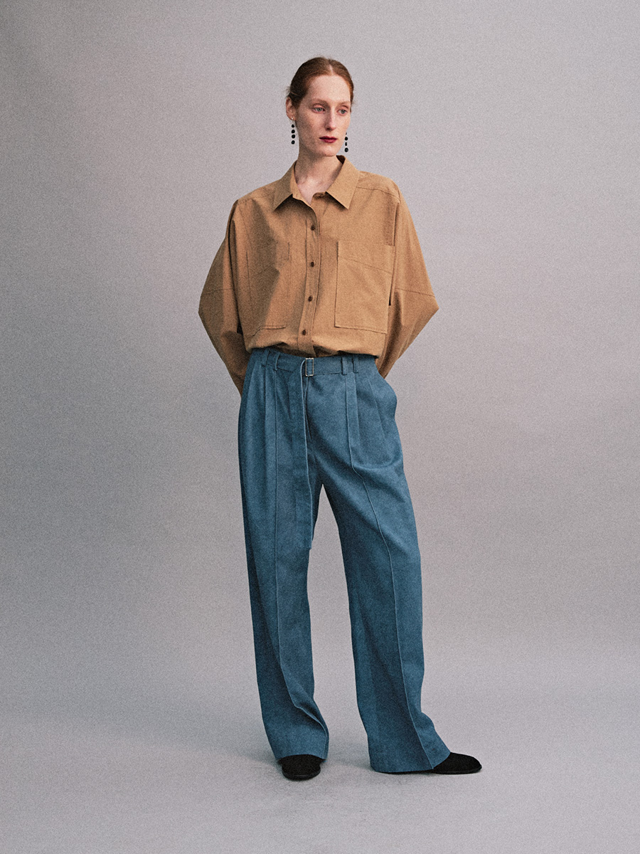 COTTON BELTED PANTS_WASHED BLUE | ETHOS | HANA(ハナ) #3