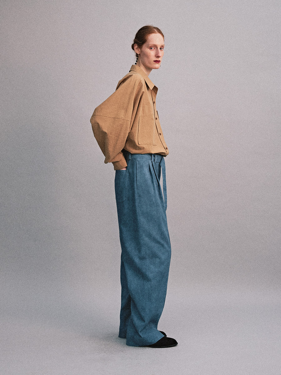 COTTON BELTED PANTS_WASHED BLUE | ETHOS | HANA(ハナ) #4