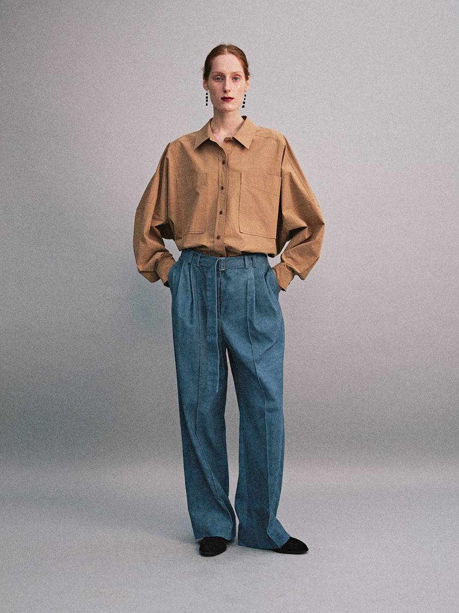 COTTON BELTED PANTS_WASHED BLUE | ETHOS | HANA(ハナ) #5