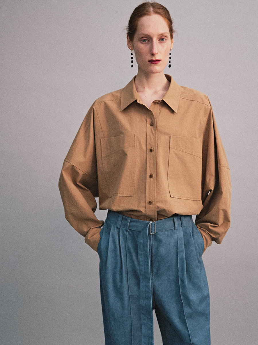 COTTON BELTED PANTS_WASHED BLUE | ETHOS | HANA(ハナ) #6