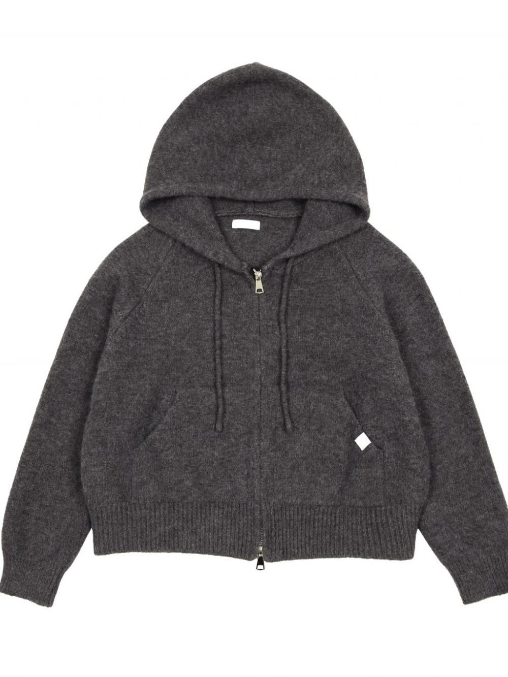 AS BASIC ニットフードジップアップ (ダークグレー) | ASURA | HANA(ハナ) #12