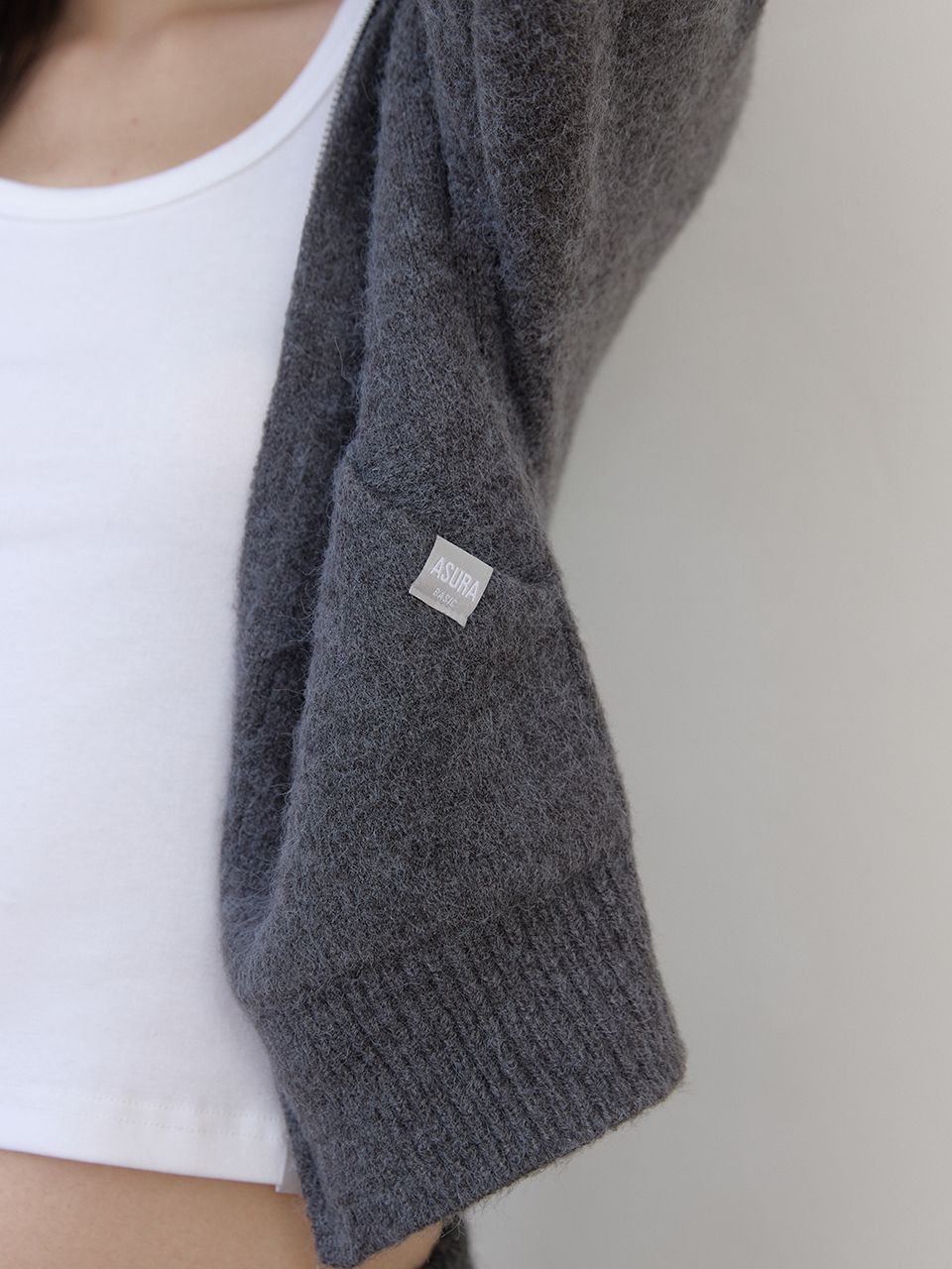 AS BASIC ニットフードジップアップ (ダークグレー) | ASURA | HANA(ハナ) #8