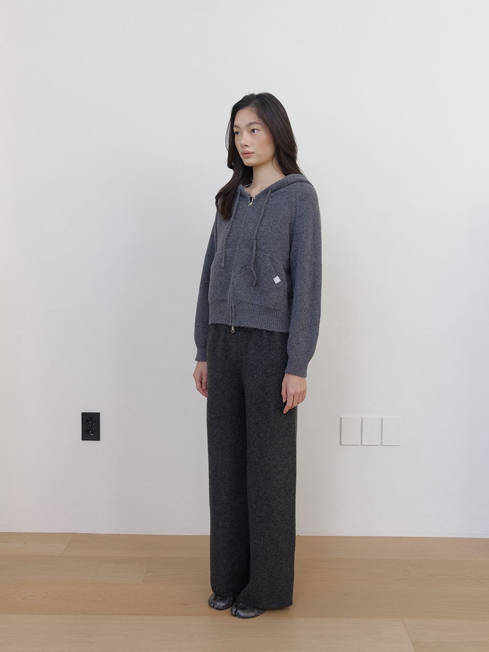 AS BASIC ニットフードジップアップ (ダークグレー) | ASURA | HANA(ハナ) #10
