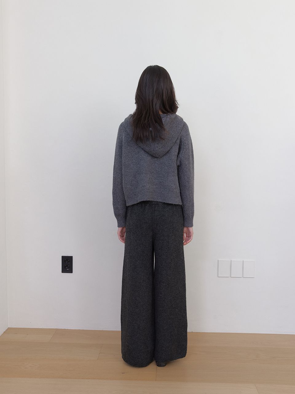 AS BASIC ニットフードジップアップ (ダークグレー) | ASURA | HANA(ハナ) #11