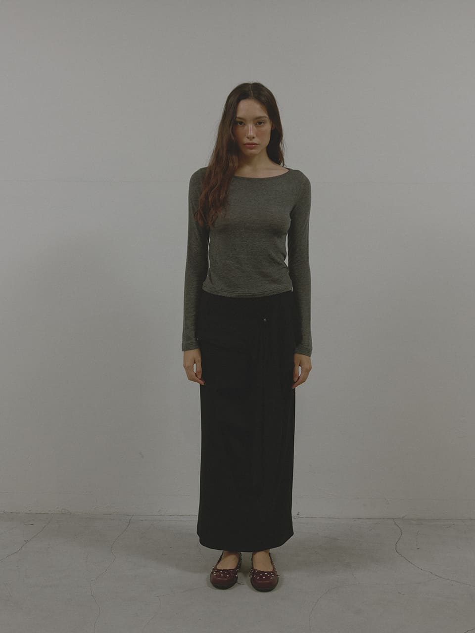 AS BASIC ボートネックTシャツ (チャコール) | ASURA | HANA(ハナ) #2