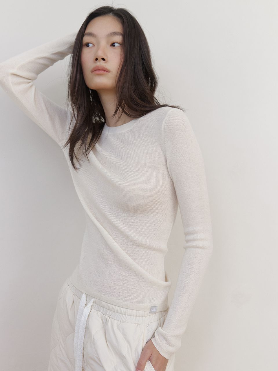 AS BASIC ウールラウンドニット (アイボリー) | ASURA | HANA(ハナ) #6