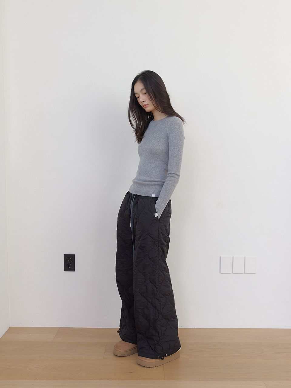 AS BASIC ウールラウンドニット (グレー) | ASURA | HANA(ハナ) #3