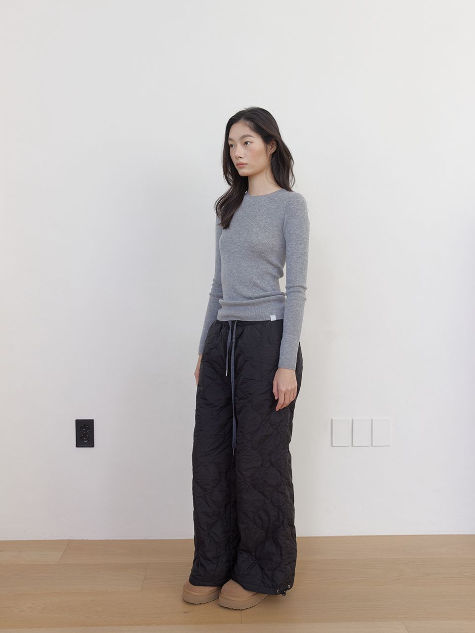 AS BASIC ウールラウンドニット (グレー) | ASURA | HANA(ハナ) #12