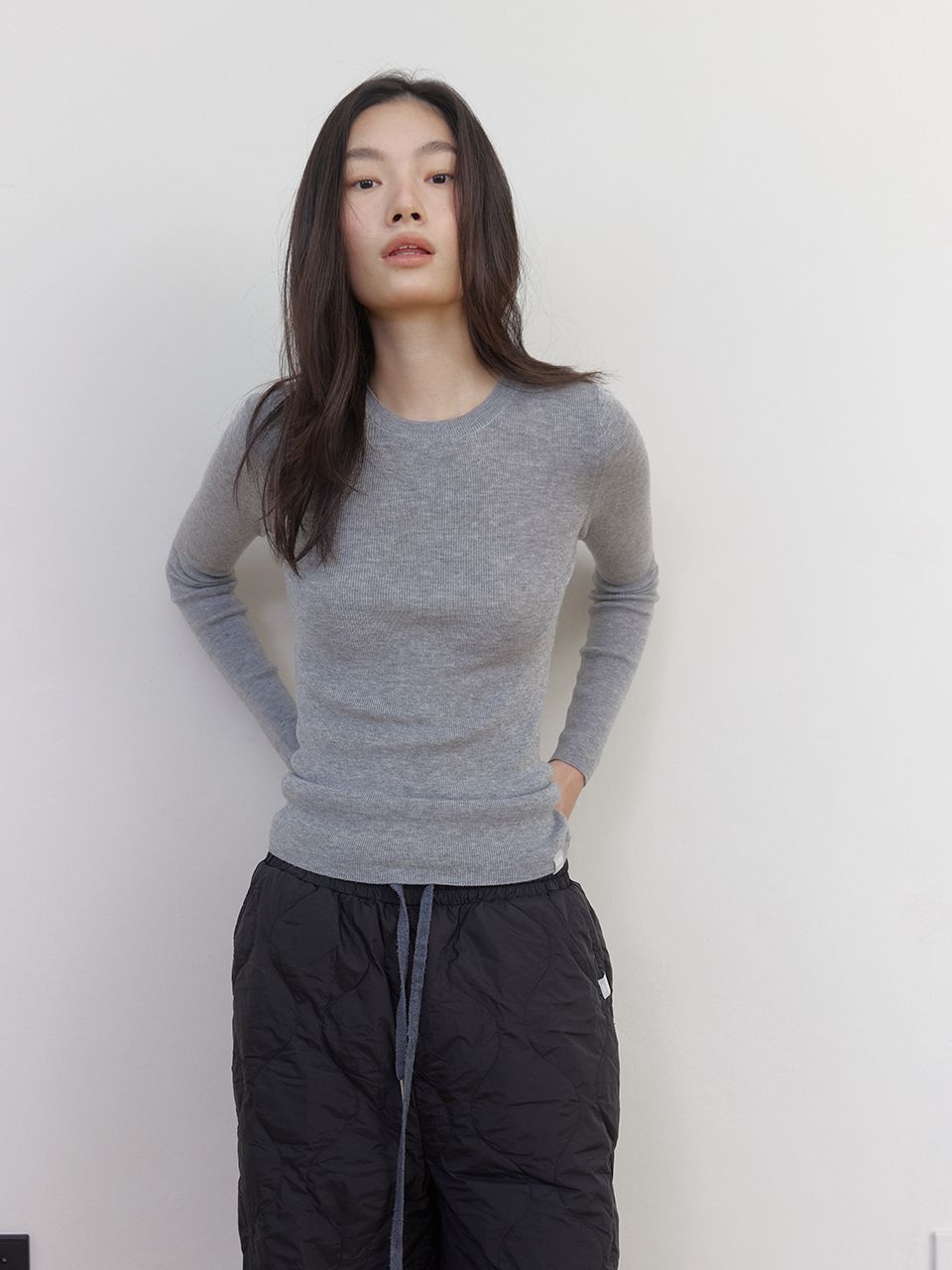 AS BASIC ウールラウンドニット (グレー) | ASURA | HANA(ハナ) #4