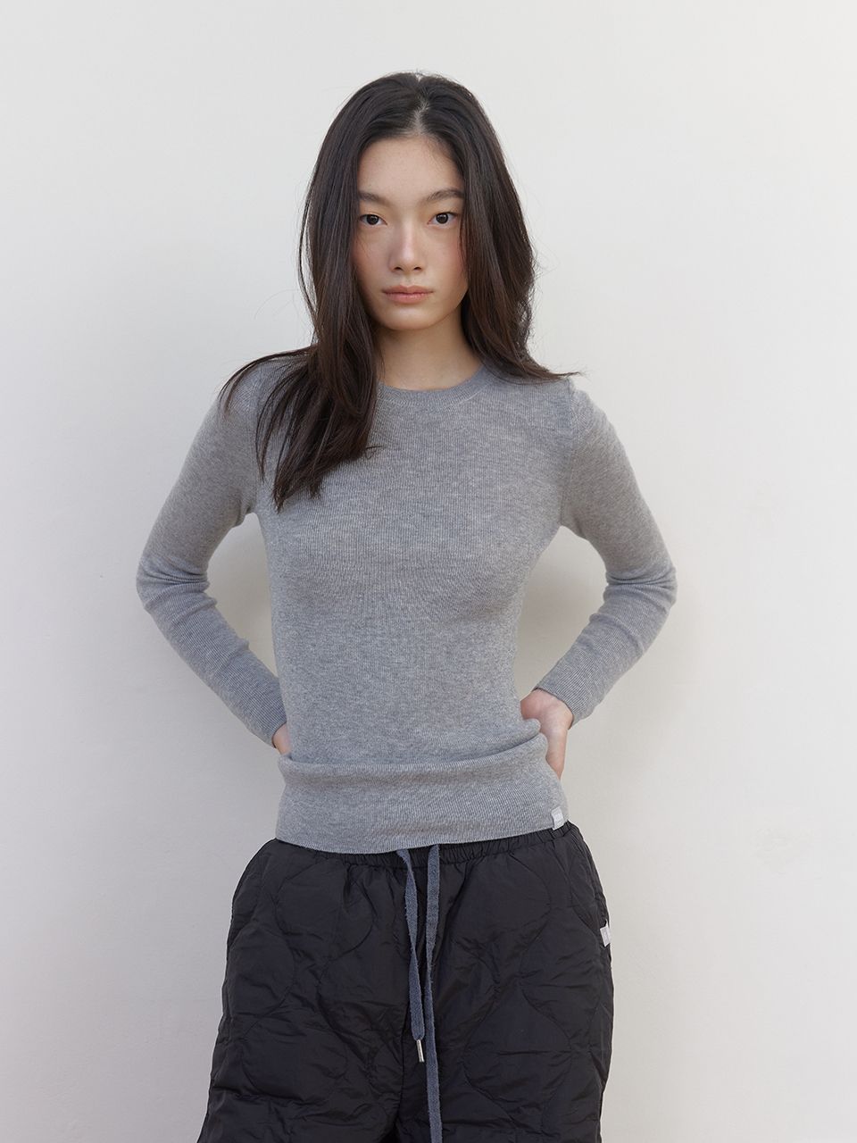 AS BASIC ウールラウンドニット (グレー) | ASURA | HANA(ハナ) #6