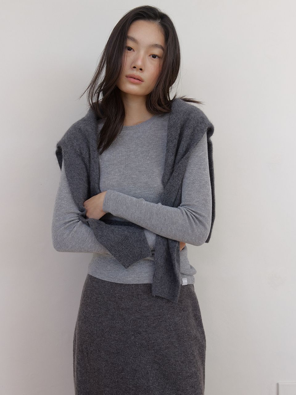AS BASIC ウールラウンドニット (グレー) | ASURA | HANA(ハナ) #7