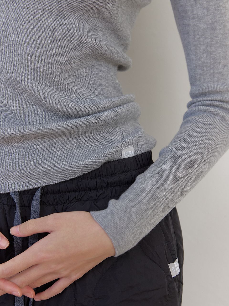 AS BASIC ウールラウンドニット (グレー) | ASURA | HANA(ハナ) #9