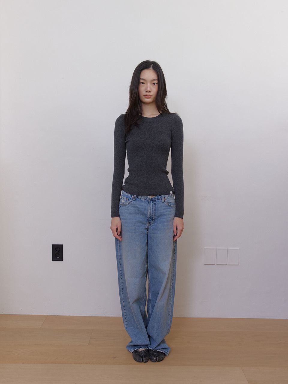 AS BASIC ウールラウンドニット (ダークグレー) | ASURA | HANA(ハナ) #2