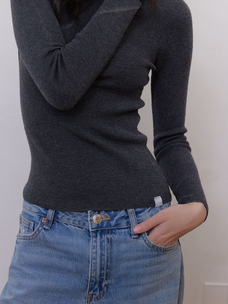 AS BASIC ウールラウンドニット (ダークグレー) | ASURA | HANA(ハナ) #12